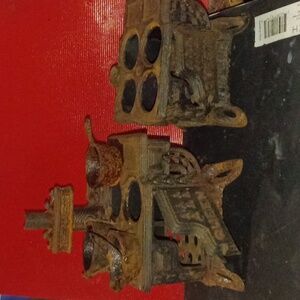 Antique Cast Iron Toy Stoves - Rustic Brown Set